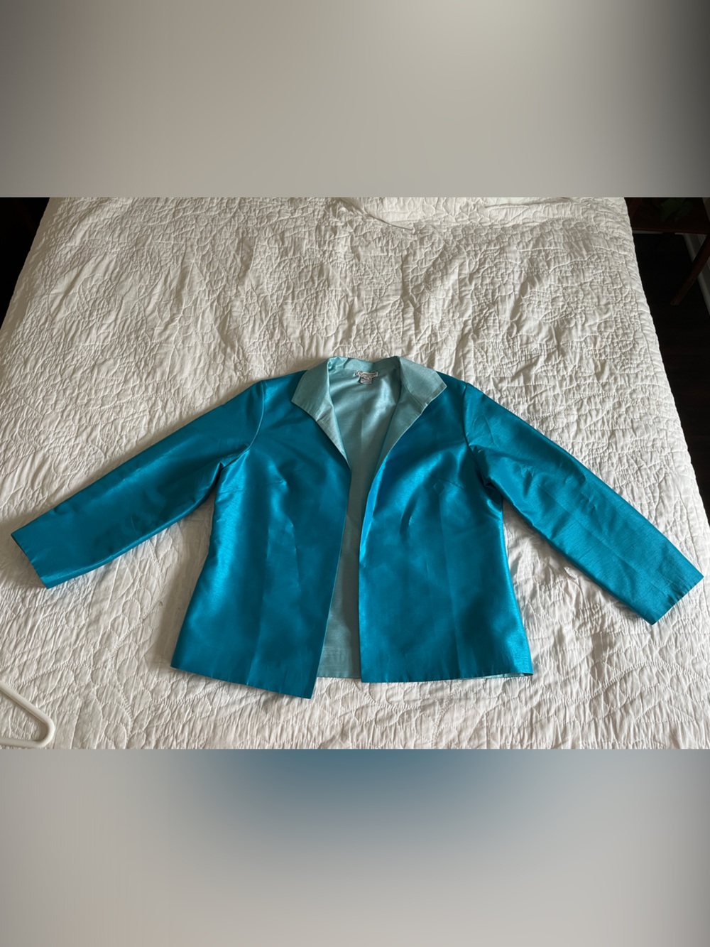 Grace Chuang New York Aqua Satin shimmer Jacket